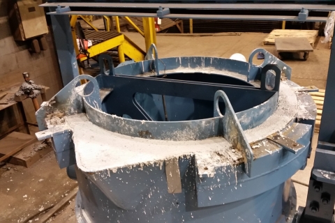 Norflow A 973 used to replace conventional low cement castable for open top ladle application.